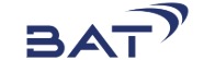 Logo of british american tobacco featuring bold blue letters "bat" with a stylized swoosh above the letter 't'.