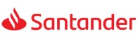 Logo of santander featuring a stylized red flame above the text "santander" in red, set against a white background.